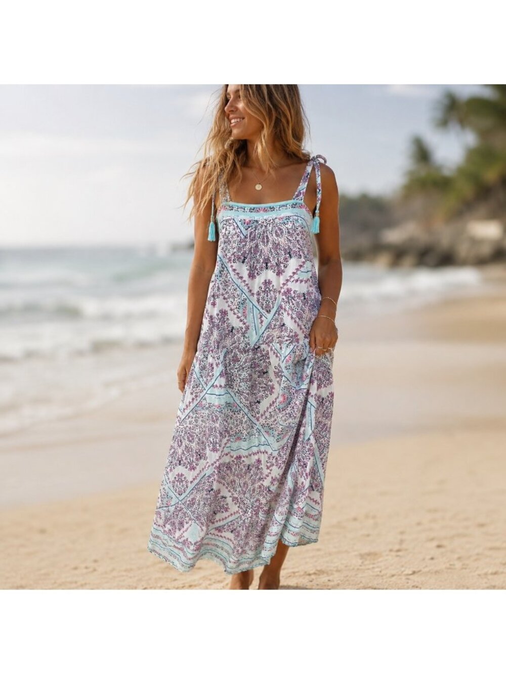 Crown & Ivy Floral Paisley Tank Sundress Maxi Dress Preppy Beach Sz Medium Women